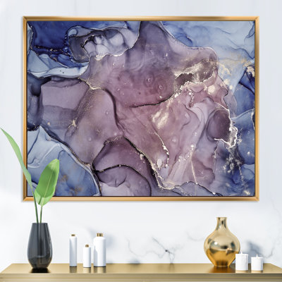Gris et mauve, encre de marbre, impression sur toile murale moderne