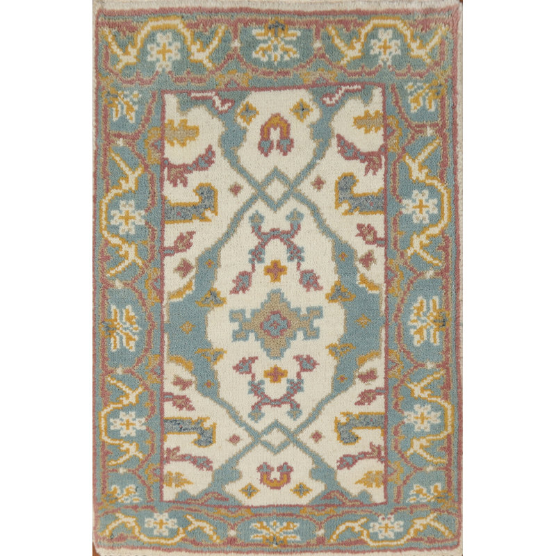 Tapis géométrique en laine Oushak