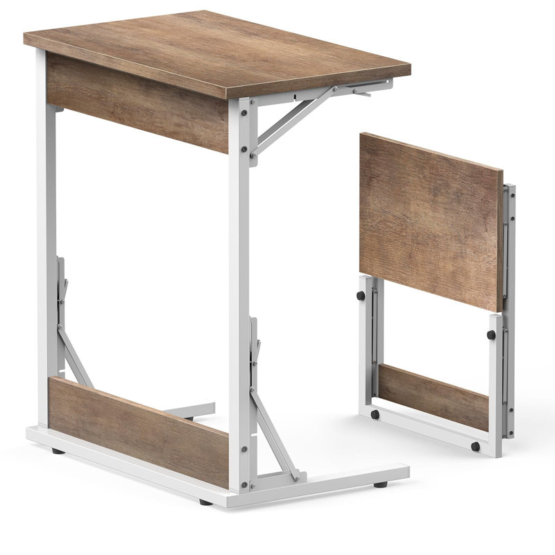 Table-plateau pliante de 24 po pour télé, table de bout en forme de C en forme de C pour canapé, Gris