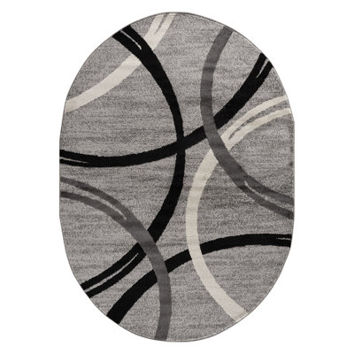 Devonshire Abstract Gray/Black/Ivory Area Rug