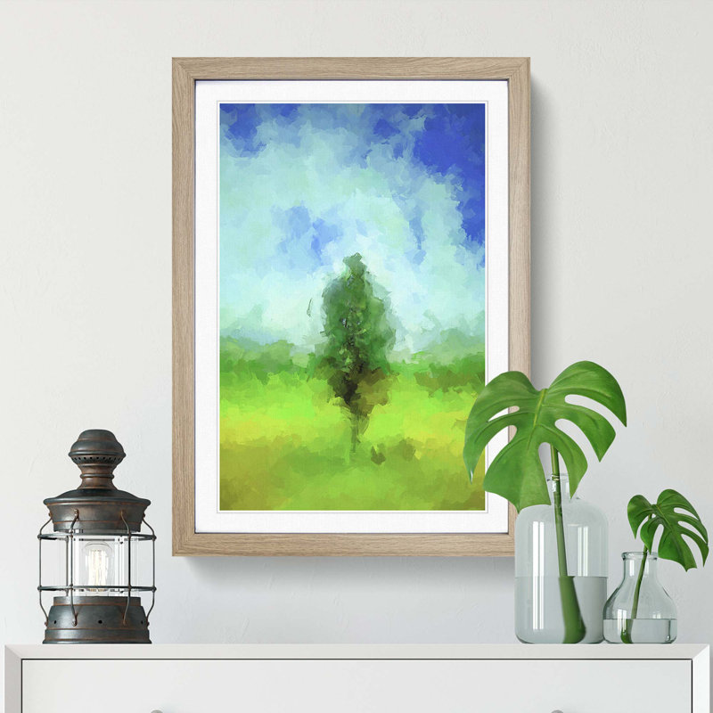 Isolated Tree in Abstract - Framed Print, 48cm H x 36cm W x 2cm D, Oak Framed