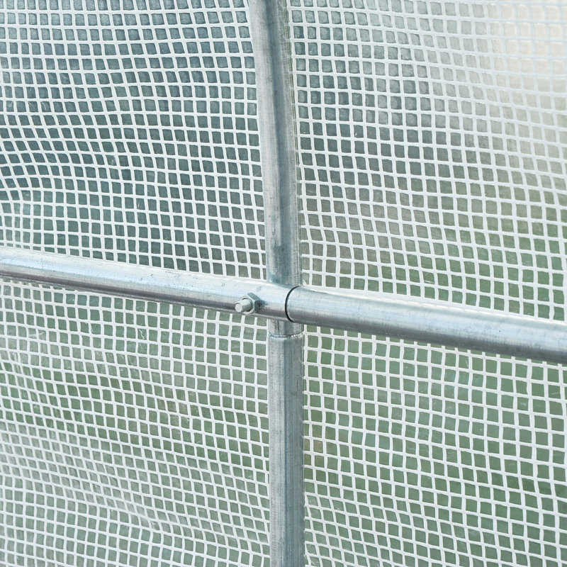 Haralson Polytunnel Greenhouse Roll Up Door Mesh Windows, White