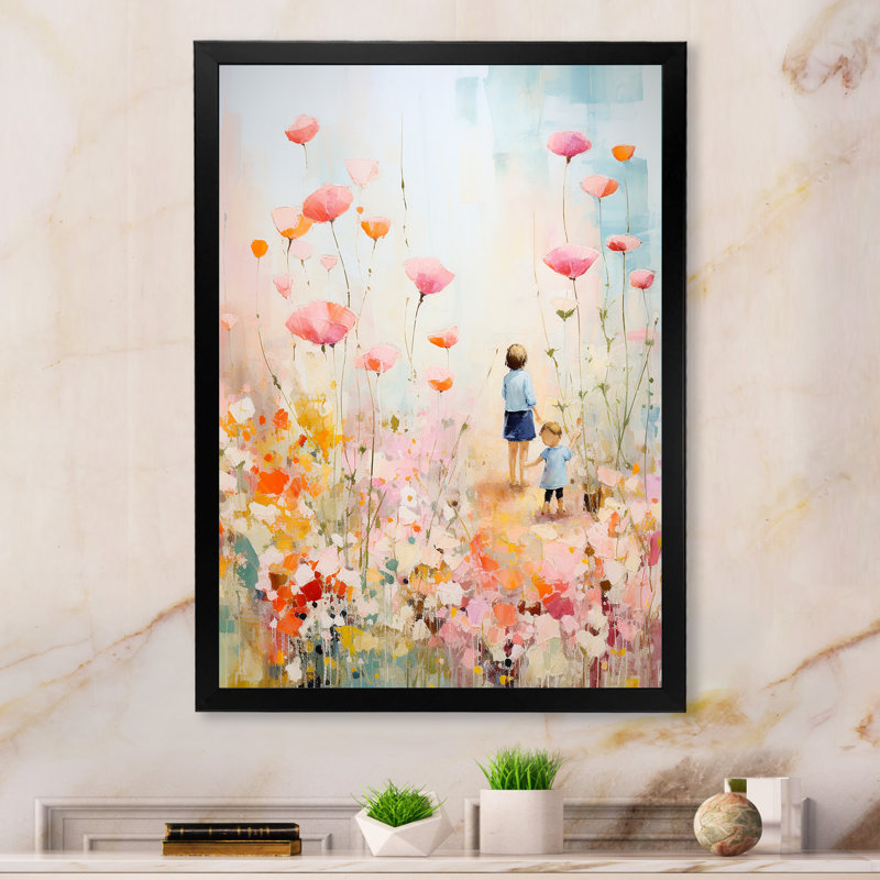 Art sur toile Whimsical Kids floral Haven II - Children, Cadre simple noir, H 32 po x l 16 po x P 1 po