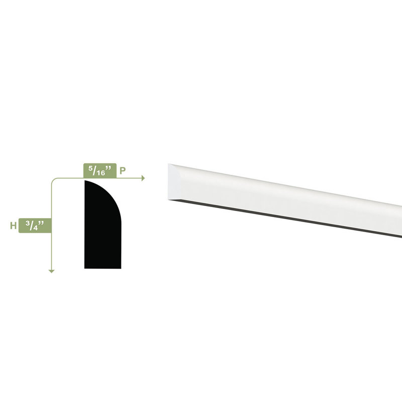 White PVC Shoe Moulding 3/4" x 3/8" x 96"