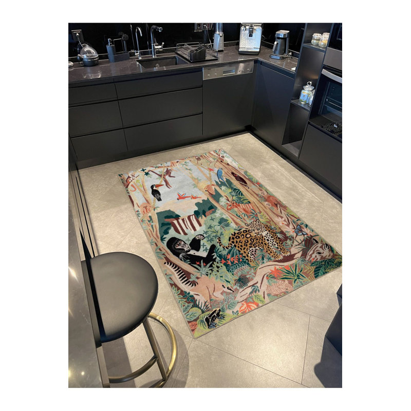 Tapis décoratif à motif gorille et léopard à thème Wild Jungle, Tapis de couloir 3 pi 3 po x 6 pi 7 po inclus