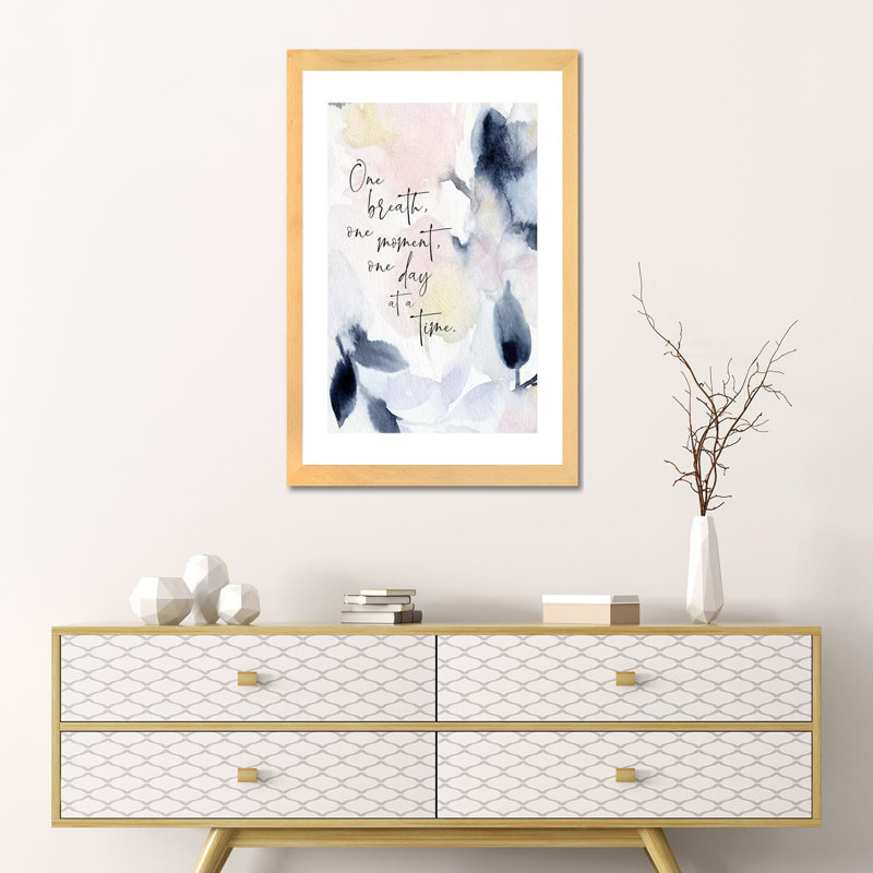 «One Breath» par Stephanie Ryan - reproduction d'art, 24" H x 16" W x1" D, Papier encadré de bois naturel, Blanc