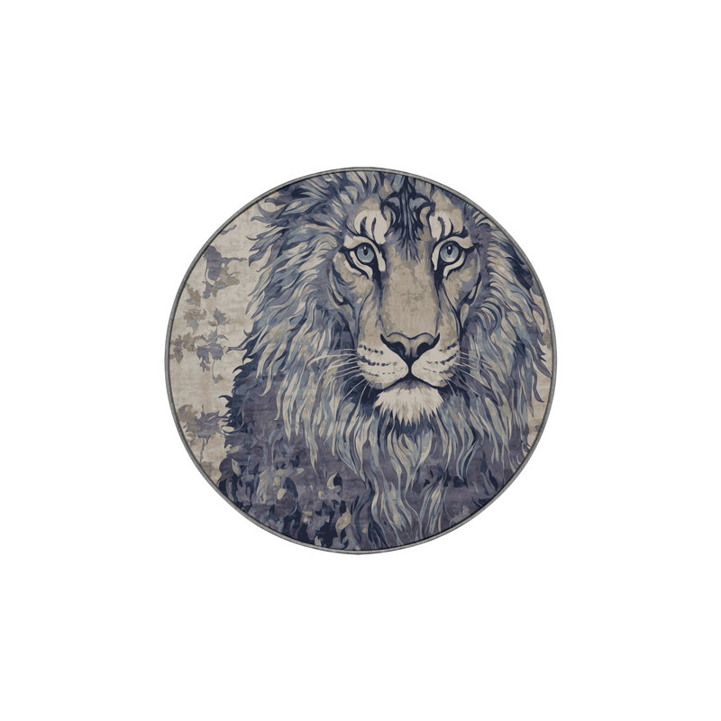 Tapis gris soyeux et moelleux, Rond 8 pi