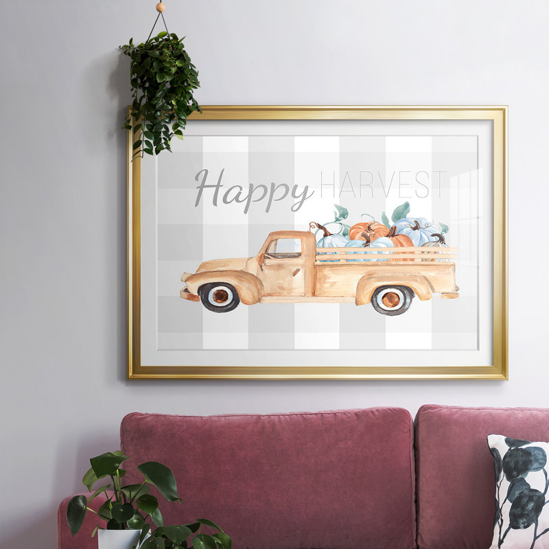 Happy Harvest I, reproduction d'art encadrée, Or, H 27 po x l 39 po x P 1,5 po