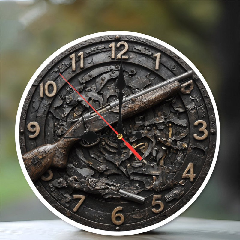 Clock Face With Rifle And Gears