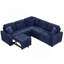 82.6" L-shape Sofa Bed Pull-out Sleeper with Wheels, USB Ports, Power Sockets, Navy Blue