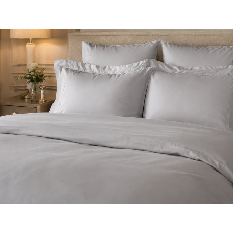 600TC 100% Egyptian Cotton Duvet Set Cotton Solid Colour Duvet Cover Set, Superking, Platinum