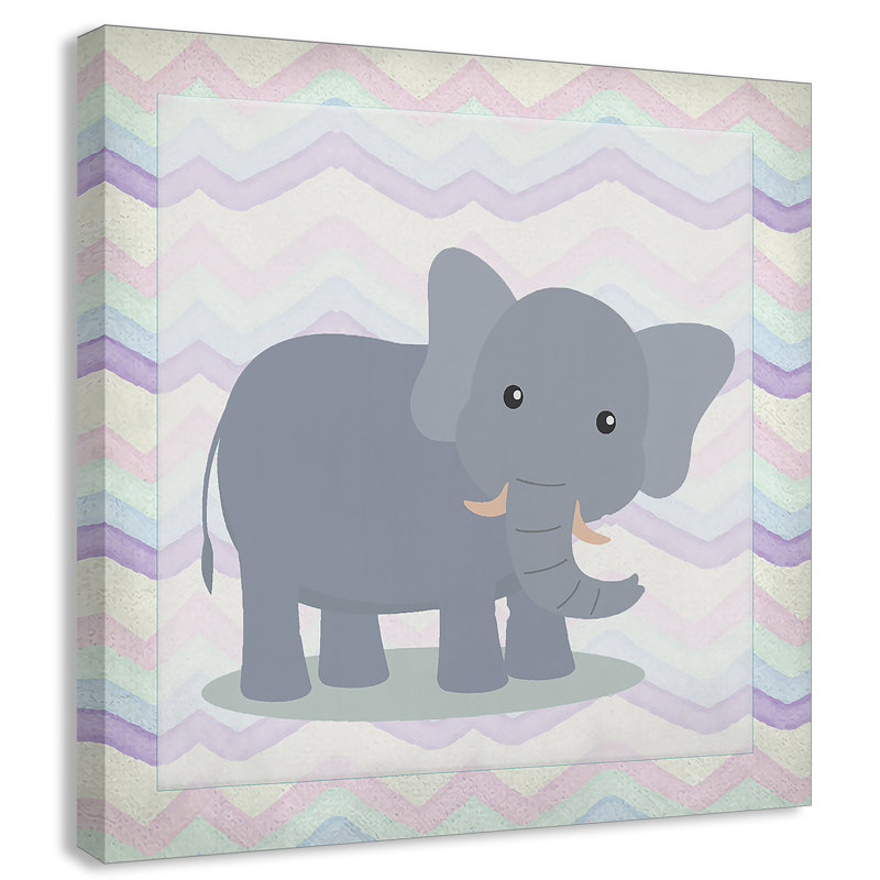 Art de l'éléphant rose, Canevas, H 16 po x l 16 po x P 1,5 po