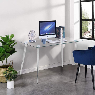 Willene Glass Top Metal Base Dining Table