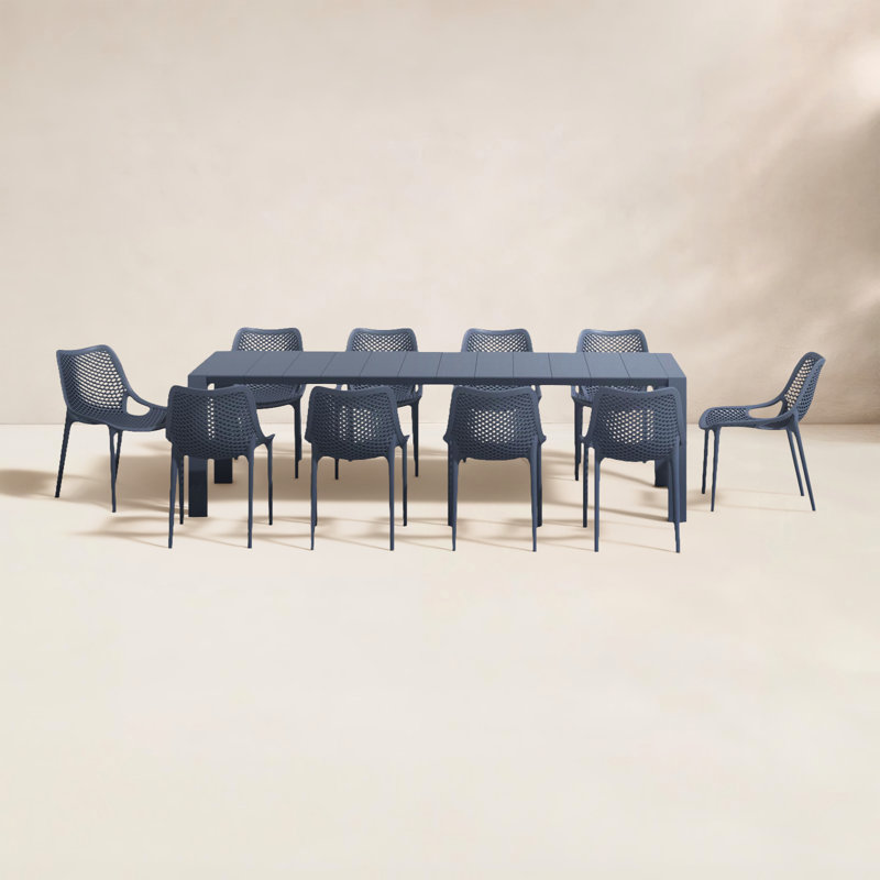 Farrah 11-Piece Extendable Patio Dining Set, Dark Gray
