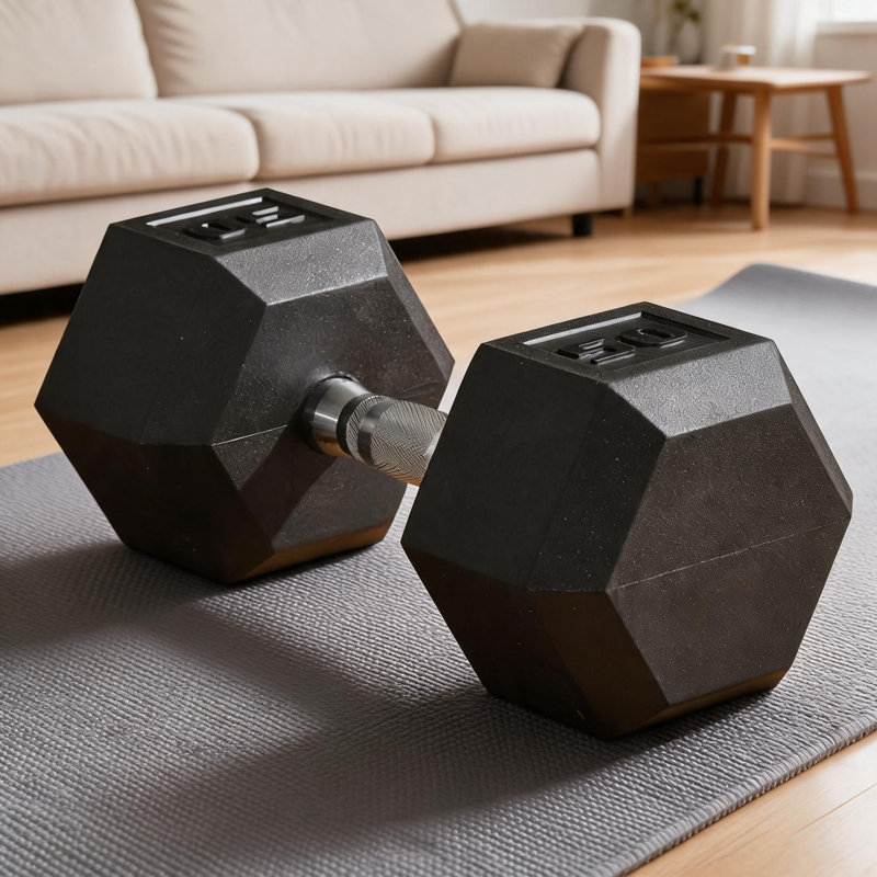 Haltère noire enduite de caoutchouc hexagonal, convient aux haltères et aux haltères, spécialement conçue pour l'entraînement en force dans les gymnases à domicile