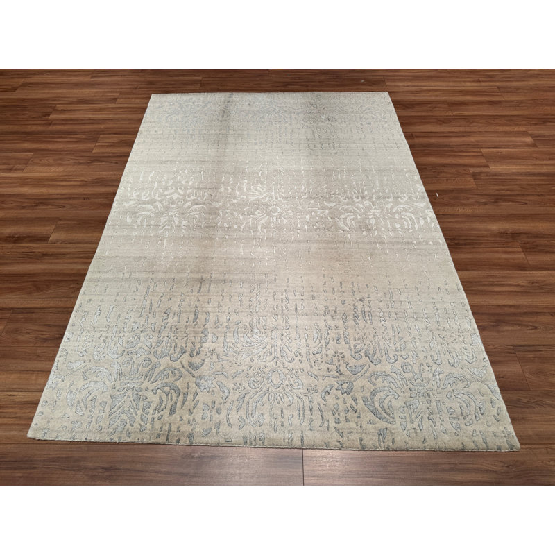 Original Hand Knotted Traditional Pattern Gray Wool Rug