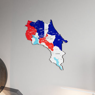 Carte murale 3D en bois colorée du Costa Rica - décor de pays du patrimoine imprimé UV