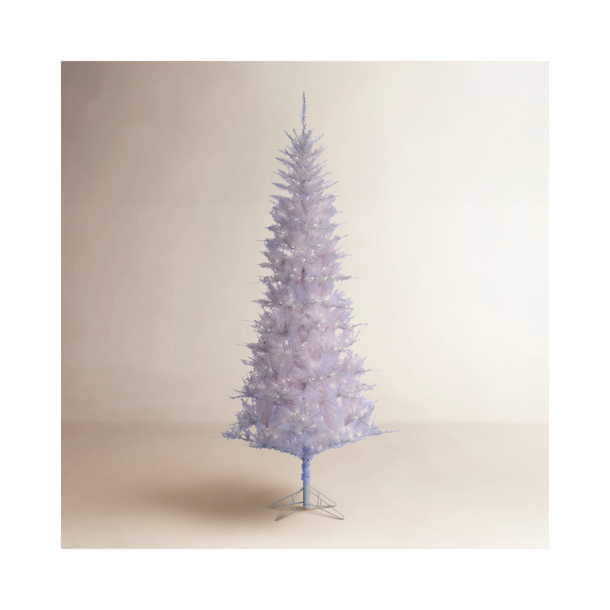 White Pine Artificial Christmas Tree, White/Clear, 7.5' H