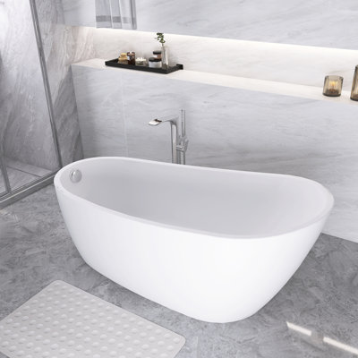 63" X 31.2" Freestanding Soaking Acylic Bathtub