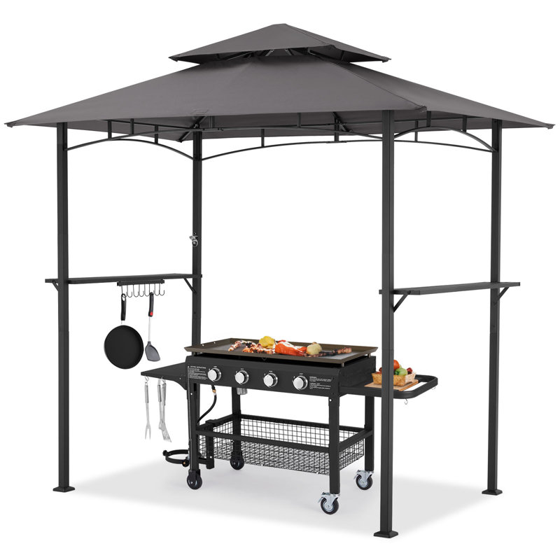 1.5m W x 2.5m D Metal Soft-top Gazebo, Grey