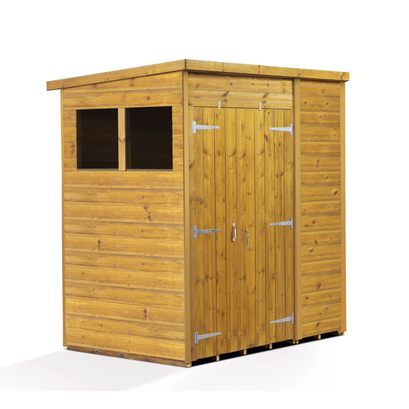 Modular Pent Garden Shed  6X4   Double Door Windows