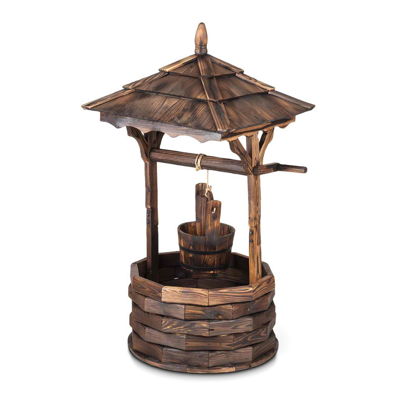 Outdoor Wood Weather Resistant Sculptural Fountain