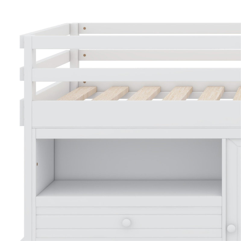 Sandin Kids Twin Loft Bed with Drawers, White