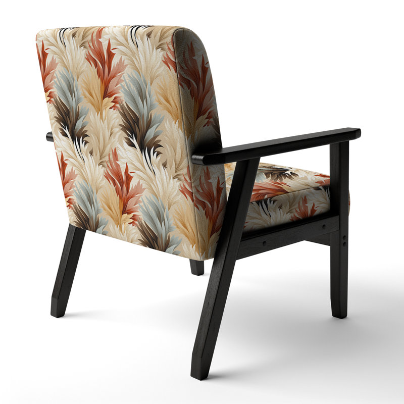 Driftwood Dreams Tropical Pattern - Upholstered Coastal Arm Chair, Beige Accent Chair, Driftwood Dreams Tropical Pattern II