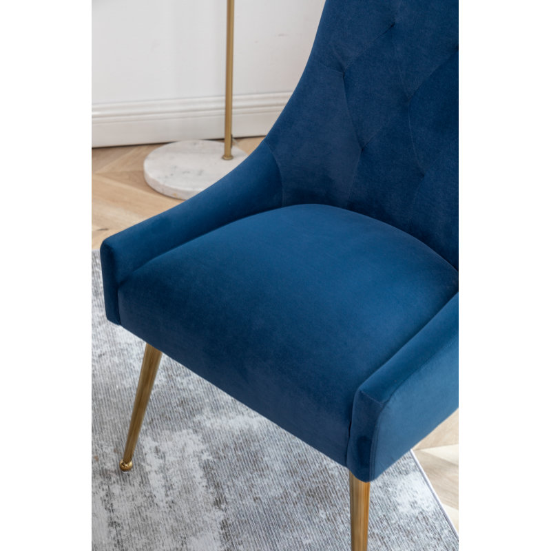 Mayreli Tufted Velvet Upholstered Side Chair, Navy