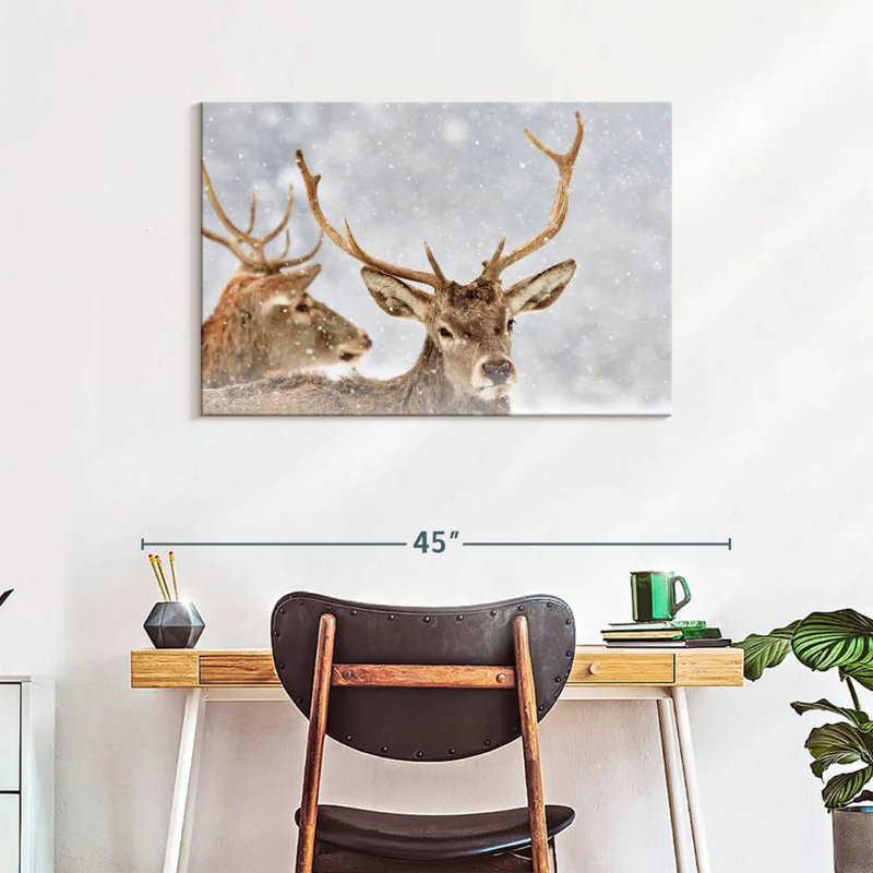 Cerf rouge d'hiver Brampt, H 24 po x l 36 po
