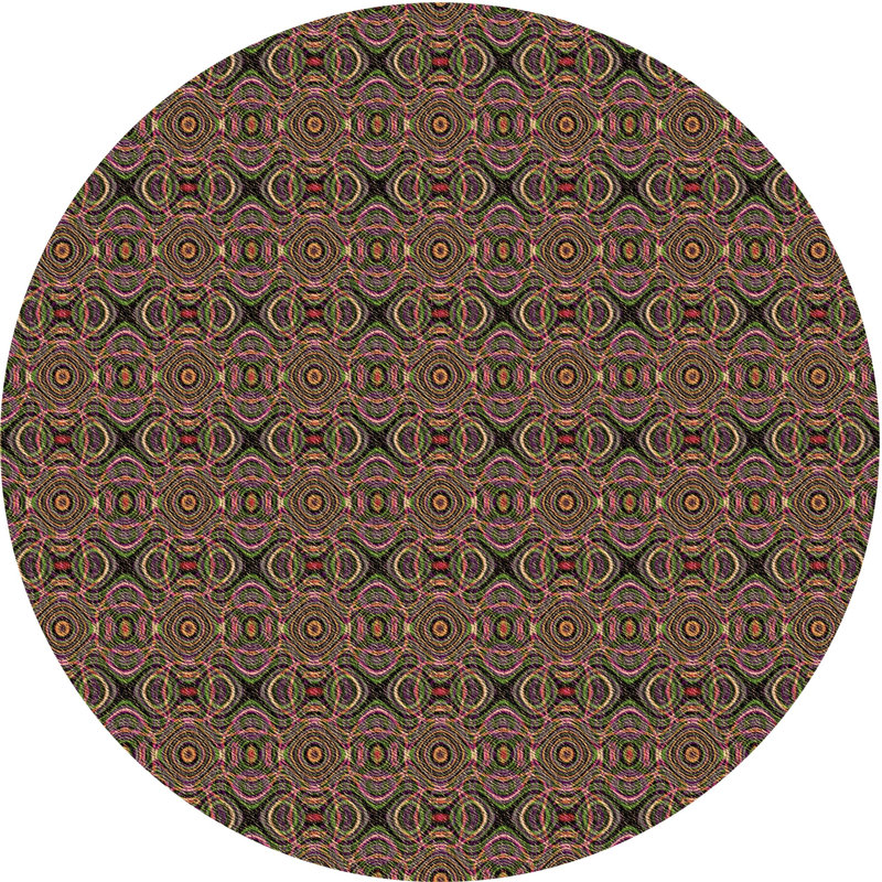 Motif géométrique brun/vert/rouge Tapis décoratif, Rond 4 pi