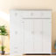 Lit escamotable grand format compact, MDF, blanc moderne pour une vie compacte