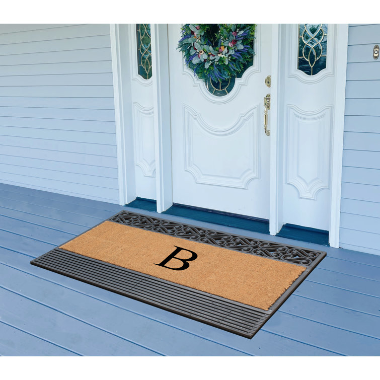 Boalt All-Weather Personalized Non-Slip Outdoor Door Mat Canora Grey Color: Black, Customize: Yes