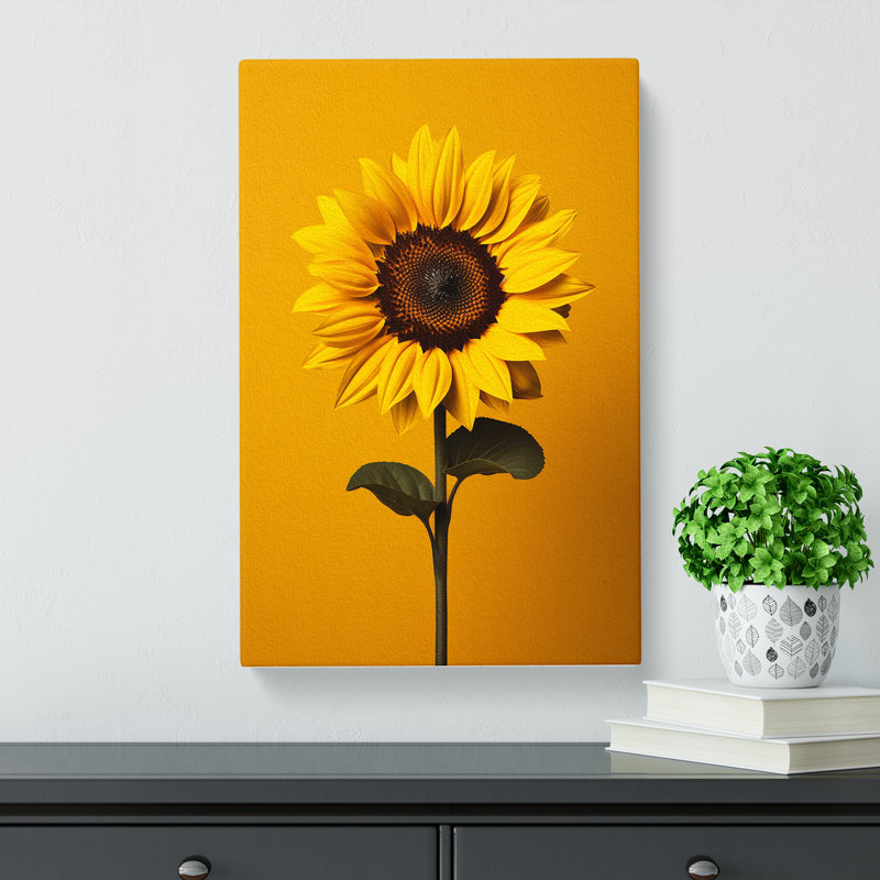 Sunflower Minimalism - Wrapped Canvas, 50cm H x 35cm W x 3cm D