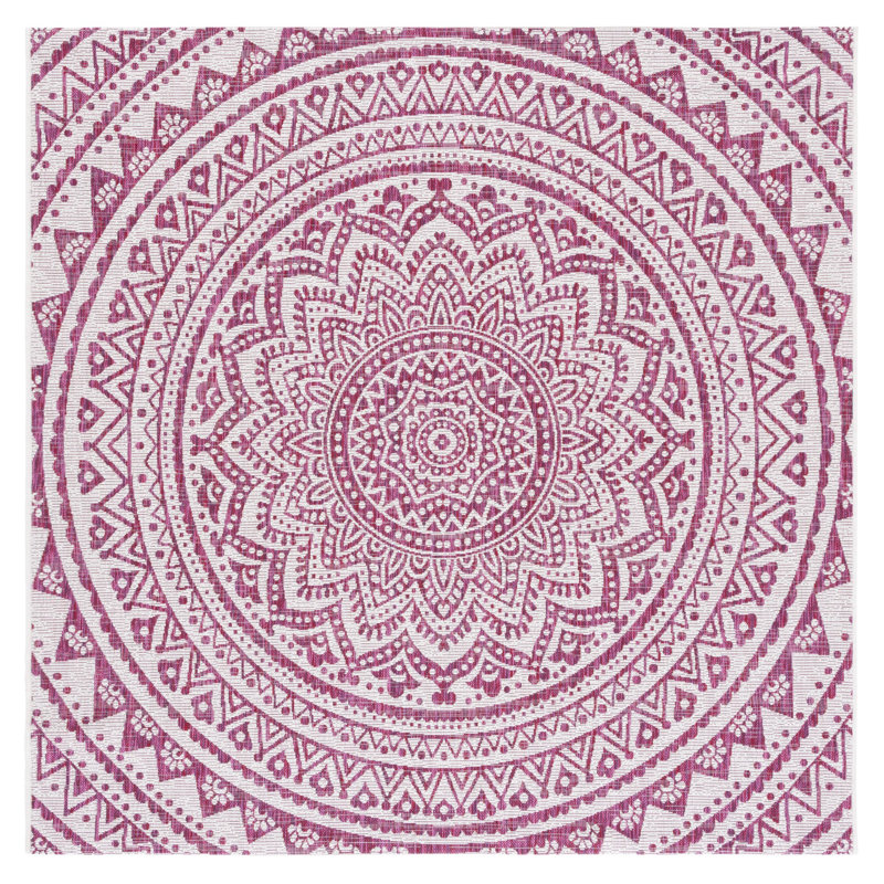 Molinaro Ivory/Fuchsia Indoor/Outdoor Area Rug, Square 6'7"