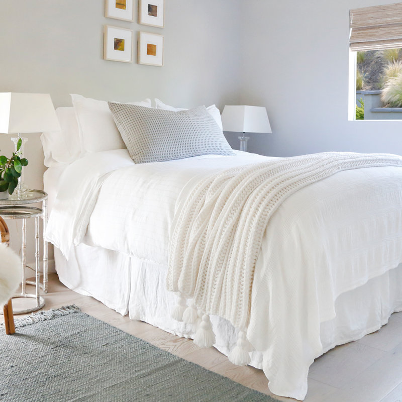 Anacapa Light Gray Chunky Knit Oversized Throw with Tassels