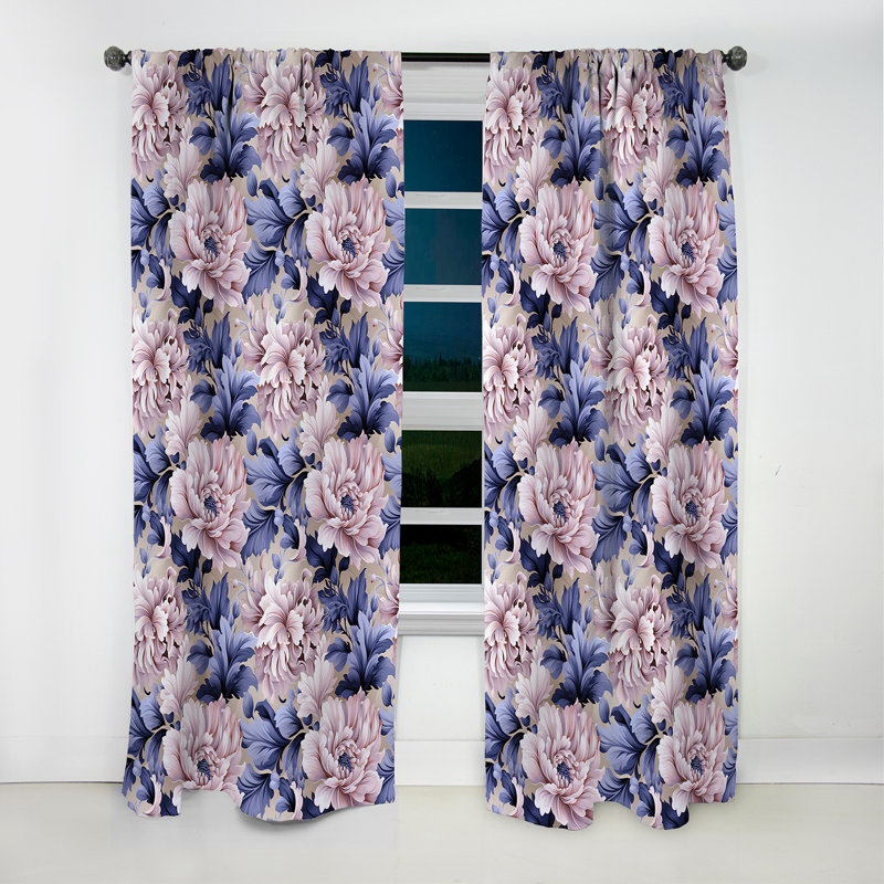 Mauve et rose Royal Damask Treasures I - Rideau damassé - Rideau occultant - 1 panneaux, L 52 po x L 120 po