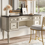 Colchester 54" W 5-Drawer Solid and Manufactured Wood Vanity Desk