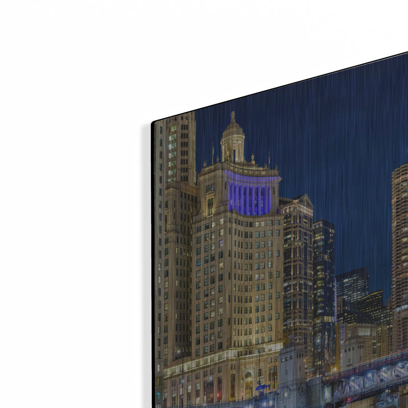 «Chicago River At Night» par AKG, H 16 po x l 12 po