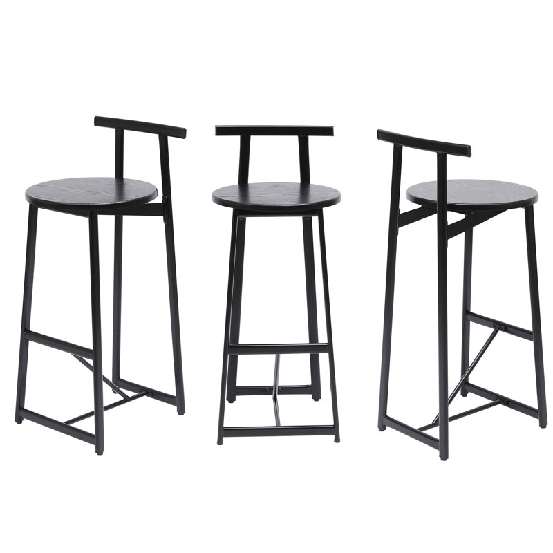 3 comptoirs de 27 po au design moderne, siège noir, pieds en métal, pratiques et attrayants pour la cuisine, Noir