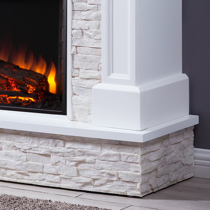 Cheridy 23'' W White/rustic White Electric Fireplace