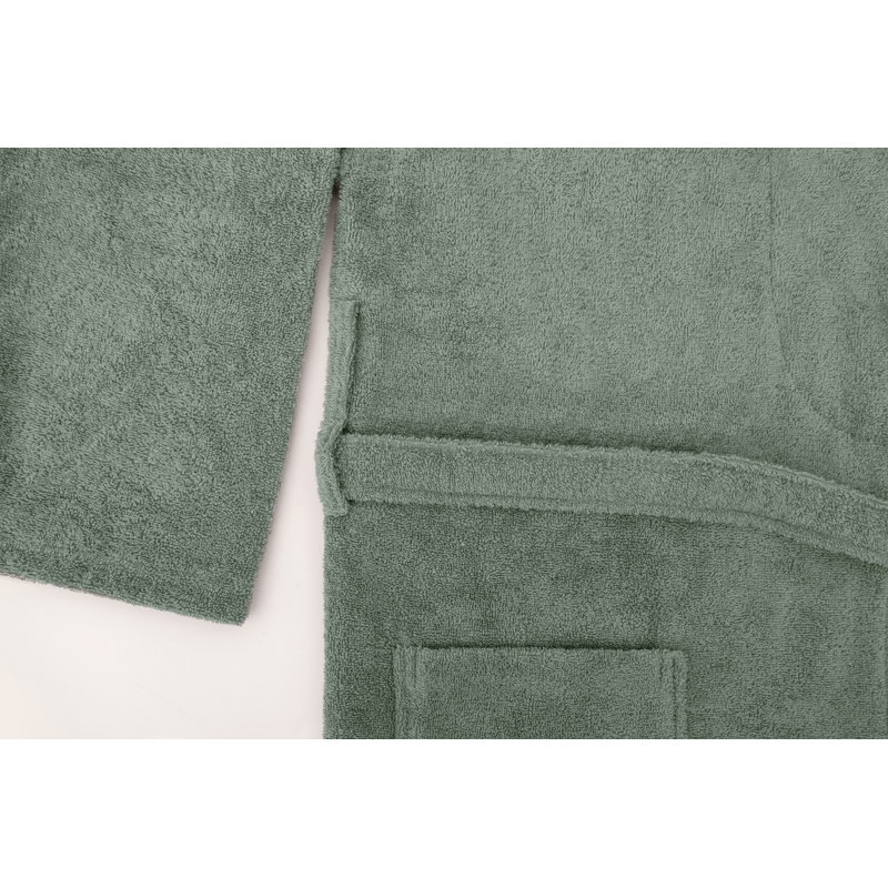 Peignoir 100% coton mi-mollet avec poches, G / TG, Vert