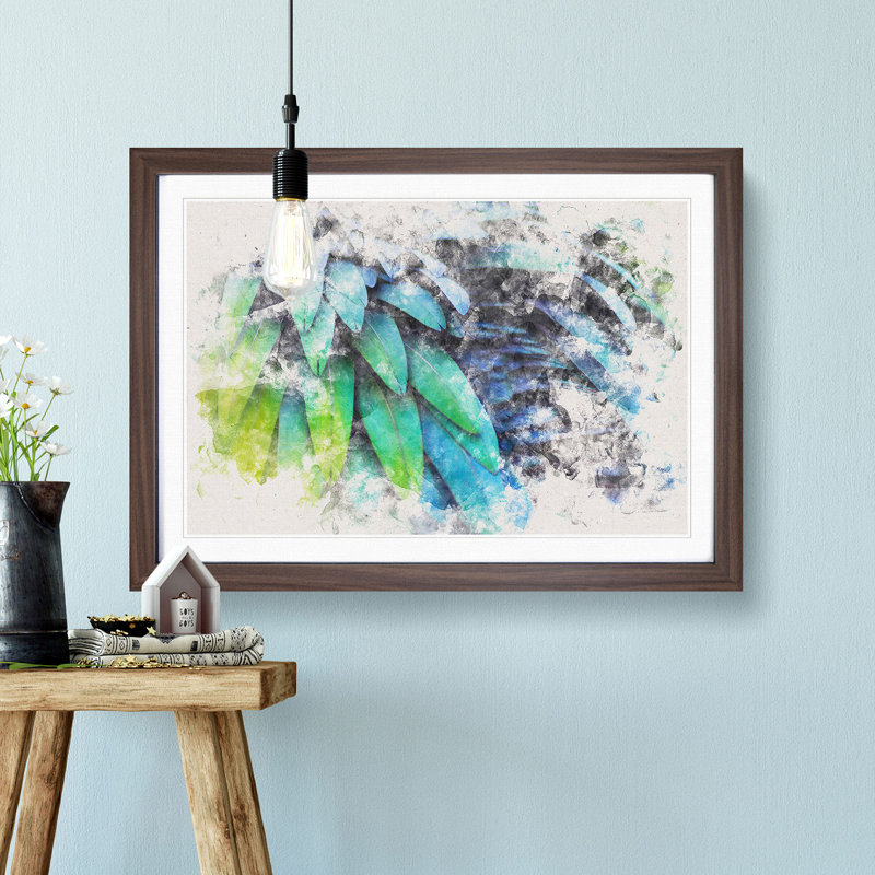 Parrot Feathers - Framed Print, 24cm H x 33cm W x 2cm D, Walnut Framed