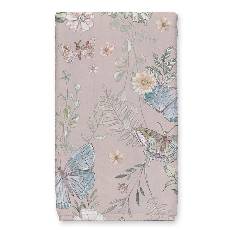 Cotton Floral Tea Towel Kitchen Towel, Pink