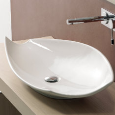 Lavabo de salle de bain vasque ovale en céramique Kong, blanc