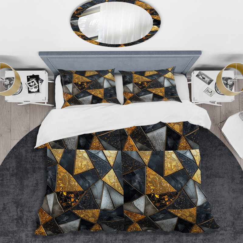 Triangle Glam - Glam Duvet Cover Set, King Duvet Cover + 2 King Pillow Shams