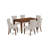 7 Piece Dining Table Set Consist of a Rectangle Kitchen Table and 6 Doeskin Linen Fabric Upholstered Parson Chairs, Mahogany-671372859-671372858