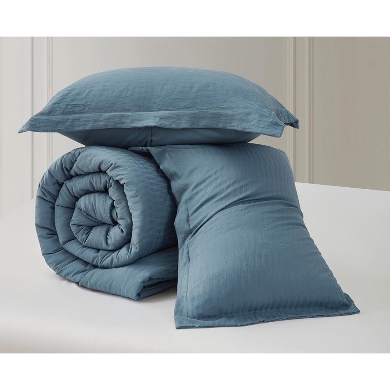 Blue Queen Microfiber Reversible Comforter Set