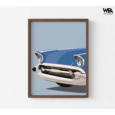 «American Vintage Car II» par Omar Escalante, affiche d'art classique de voiture bleue, reproduction d'art Chevy 50 s, affiche de voiture Old School