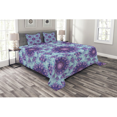 Adriona Blue/Purple Microfibre Bedspread Set